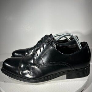Johnston Murphy Mens Size 10.5 M Dress Shoes Black Oxfords Cap Toe Leather Work